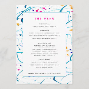 Abstract colorful tropical event custom menu