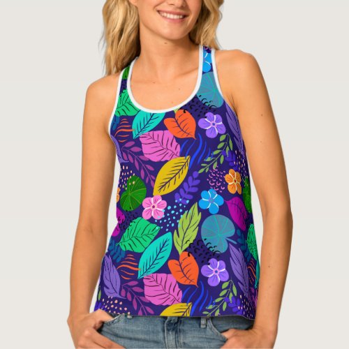 Abstract colorful tropical pattern tank top