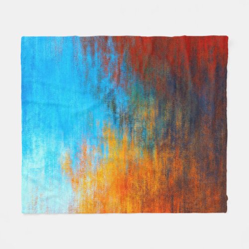 Abstract colorful turquoise blue orange and red fleece blanket