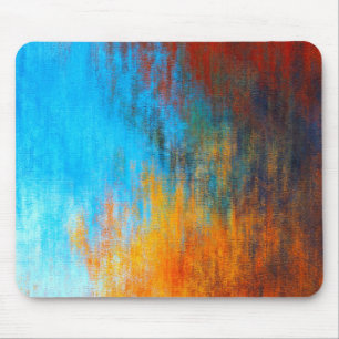 Abstract colorful turquoise blue, orange and red mouse pad