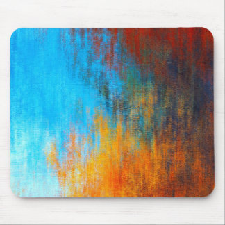 Abstract colorful turquoise blue, orange and red mouse pad