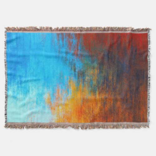 Abstract colorful turquoise blue orange and red throw blanket