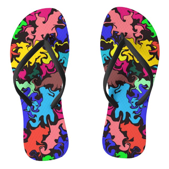 Abstract Colorful Twirl /  Flip Flops (Footbed)
