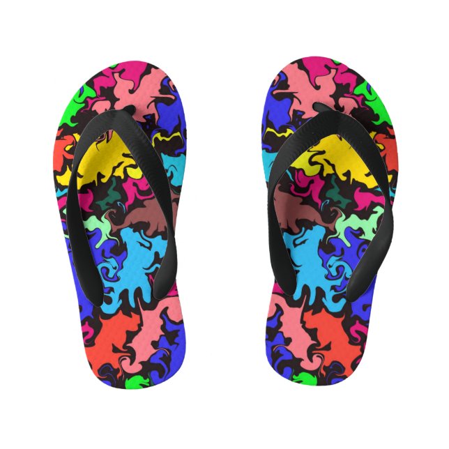 Abstract Colorful Twirl /  Kid's Flip Flops (Footbed)