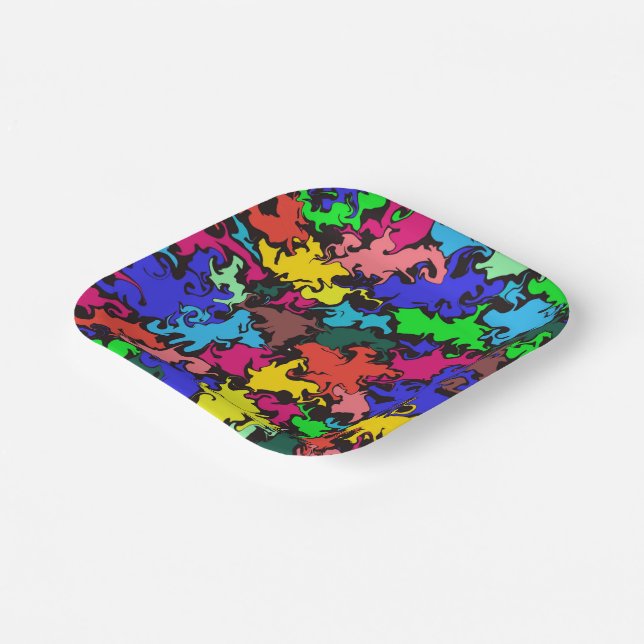 Abstract Colorful Twirl /  Paper Plates (Angled)