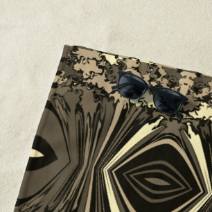 Abstract Colorful Twirl Pinched Half Brick / Sepia Beach Towel