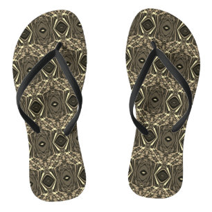 Abstract Colorful Twirl Pinched Half Brick / Sepia Flip Flops