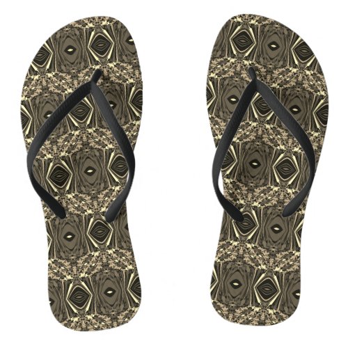 Abstract Colorful Twirl Pinched Half Brick  Sepia Flip Flops
