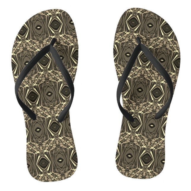 Abstract Colorful Twirl Pinched Half Brick / Sepia Flip Flops (Footbed)