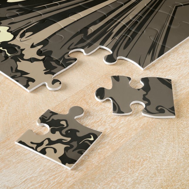 Abstract Colorful Twirl Pinched Half Brick / Sepia Jigsaw Puzzle (Side)