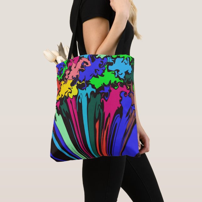 Abstract Colorful Twirl / Pinched / Tote Bag (Close Up)