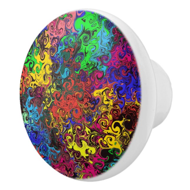 Abstract Colorful Twirlers / Ceramic Knob (Right)