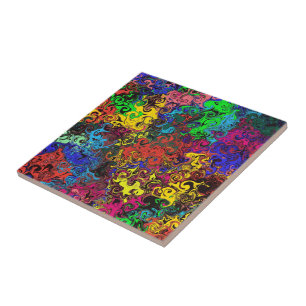 Abstract Colorful Twirlers / Ceramic Tile