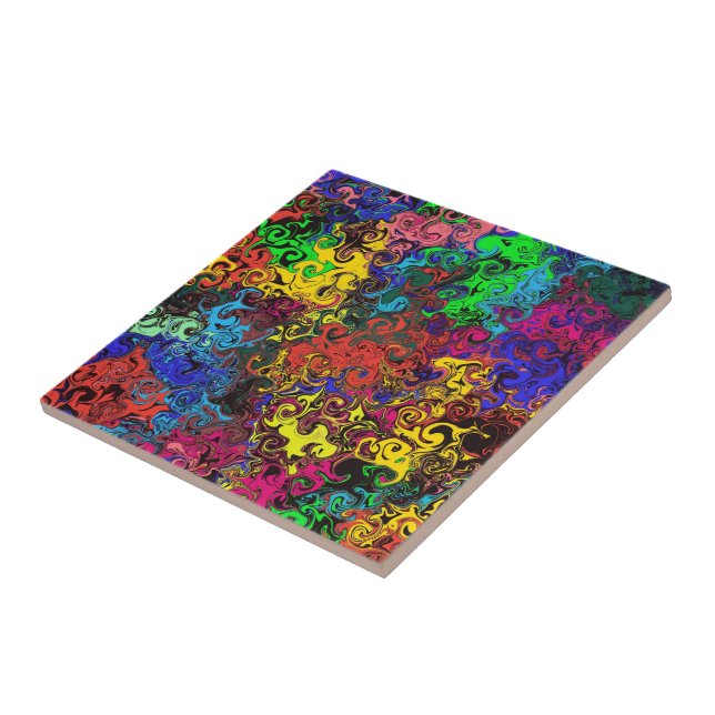 Abstract Colorful Twirlers / Ceramic Tile (Side)