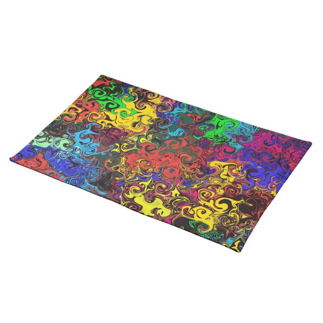 Abstract Colorful Twirlers / Cloth Placemat (On Table)