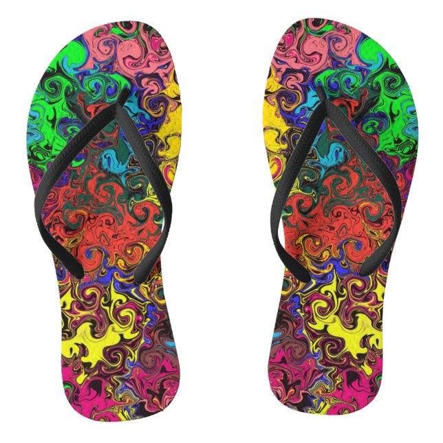 Abstract Colorful Twirlers / Flip Flops (Footbed)