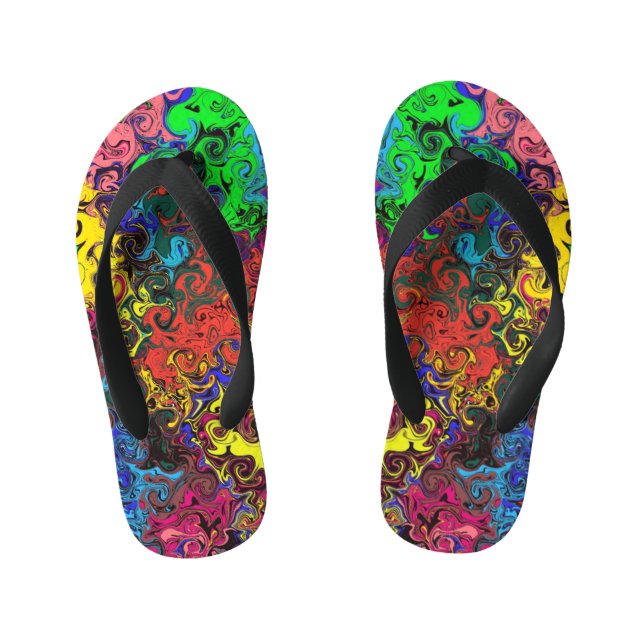 Abstract Colorful Twirlers / Kid's Flip Flops (Footbed)