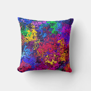 Abstract Colorful Twirlers / Miami / Throw Pillow