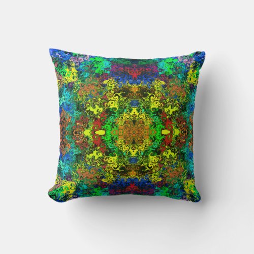 Abstract Colorful Twirlers  Mirror  Greenleaf  Throw Pillow