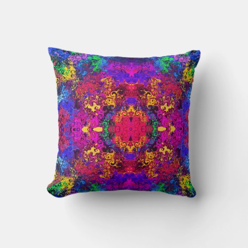 Abstract Colorful Twirlers  Mirror  Miami  Throw Pillow