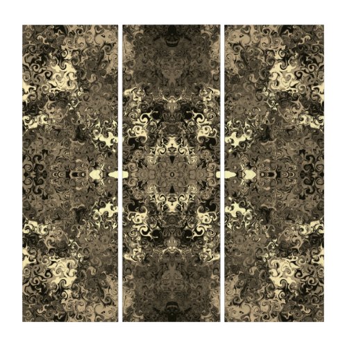 Abstract Colorful Twirlers  Mirror  Sepia  Triptych
