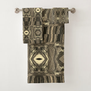 Abstract Colorful Twirlers P & P Half Brick Sepia Bath Towel Set