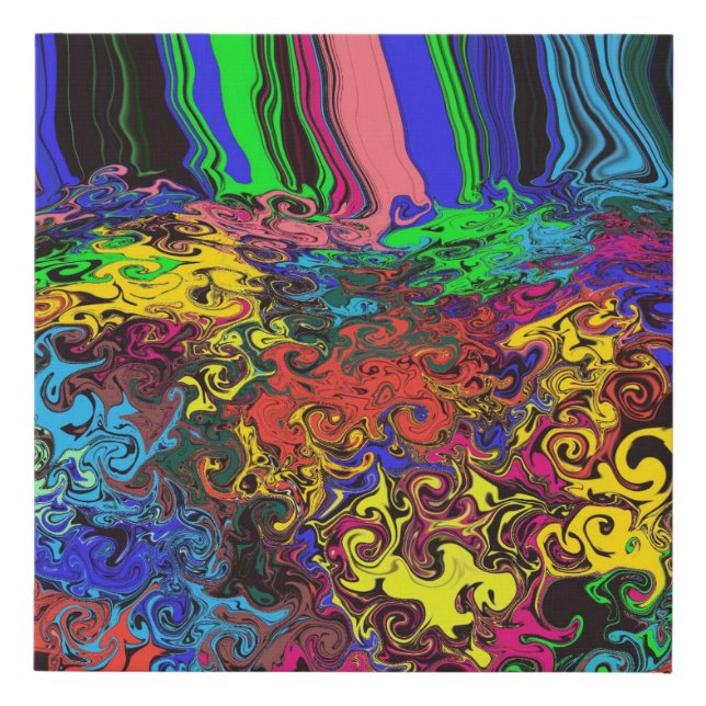 Abstract Colorful Twirlers / Pushed /  Faux Canvas Print (Front)
