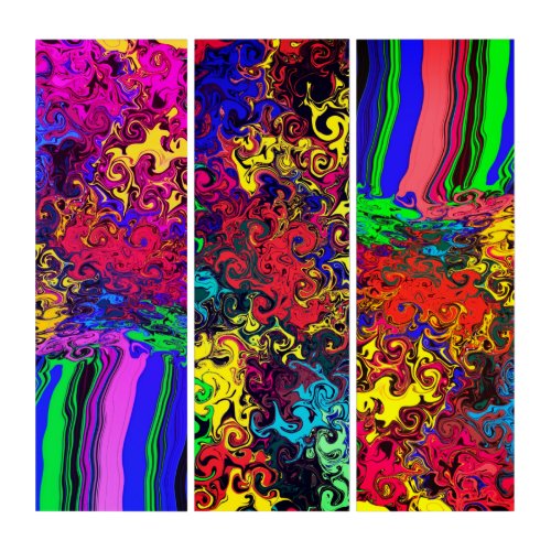 Abstract Colorful Twirlers  Pushed  Filters  Triptych