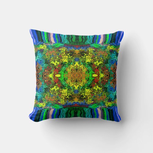Abstract Colorful Twirlers Pushed Mirror Greenleaf Throw Pillow