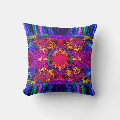 Abstract Colorful Twirlers Pushed  Mirror  Miami Throw Pillow