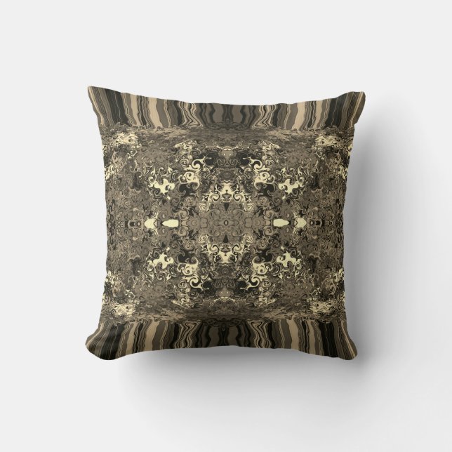 Abstract Colorful Twirlers Pushed Mirror / Sepia / Throw Pillow (Front)