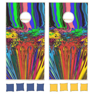 Abstract Colorful Twirlers / Pushed & Pinched / Cornhole Set