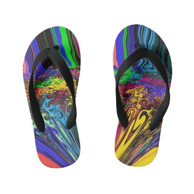 Abstract Colorful Twirlers / Pushed & Pinched / Kid's Flip Flops (Footbed)