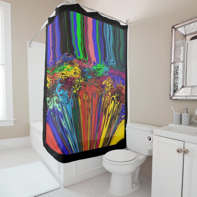 Abstract Colorful Twirlers / Pushed & Pinched / Shower Curtain (In Situ)