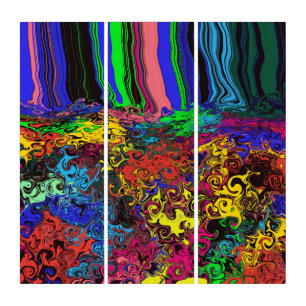 Abstract Colorful Twirlers / Pushed /  Triptych