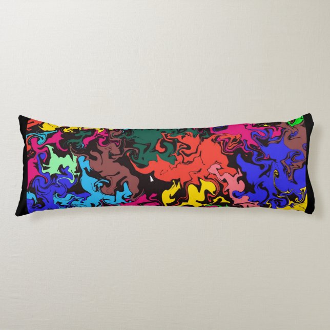 Abstract Colorful Twirls /  Body Pillow (Front)