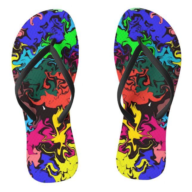 Abstract Colorful Twirls /  Flip Flops (Footbed)