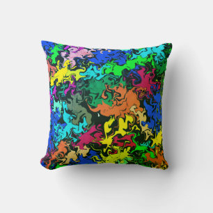 Abstract Colorful Twirls / Greenleaf / Throw Pillow