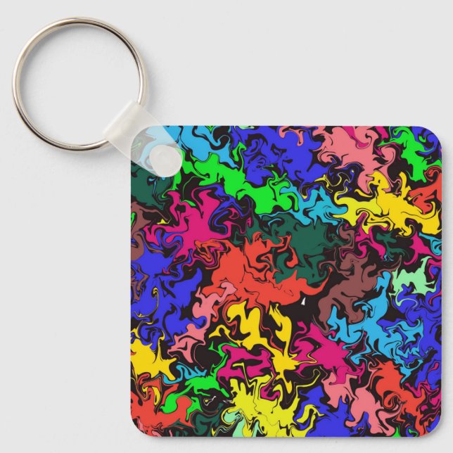 Abstract Colorful Twirls /  Keychain (Front)