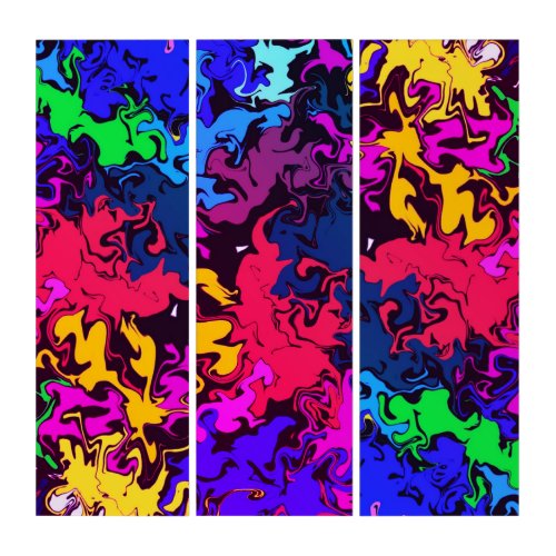 Abstract Colorful Twirls  Miami  Moving Triptych