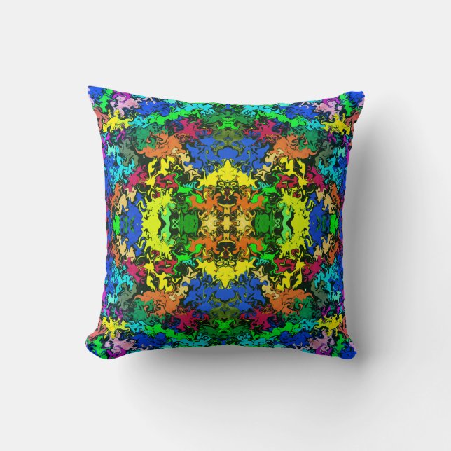Abstract Colorful Twirls / Mirror / Greenleaf / Throw Pillow (Front)