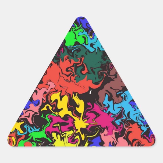 Abstract Colorful Twirls /  Triangle Sticker (Front)