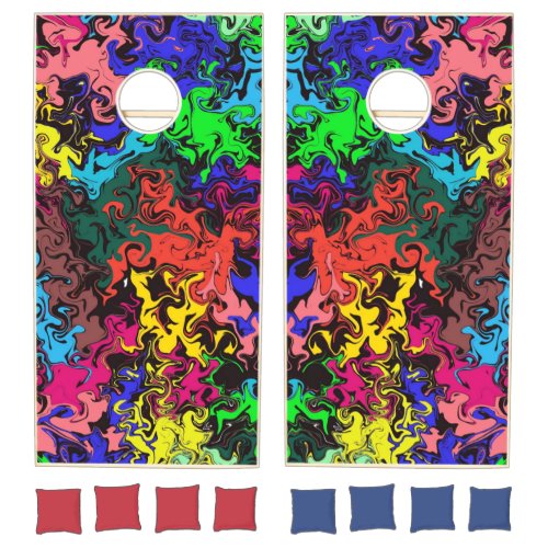 Abstract Colorful Twirly   Cornhole Set