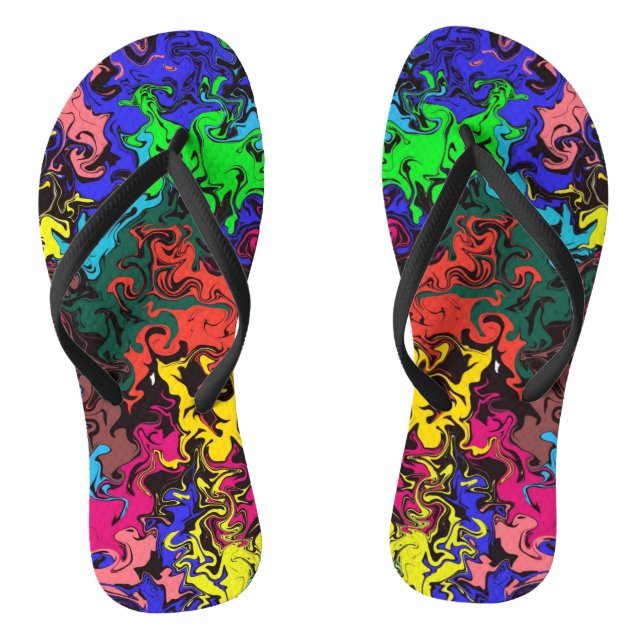 Abstract Colorful Twirly /  Flip Flops (Footbed)