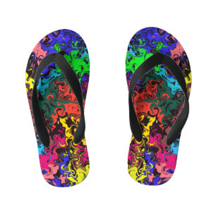 Abstract Colorful Twirly / Kid's Flip Flops