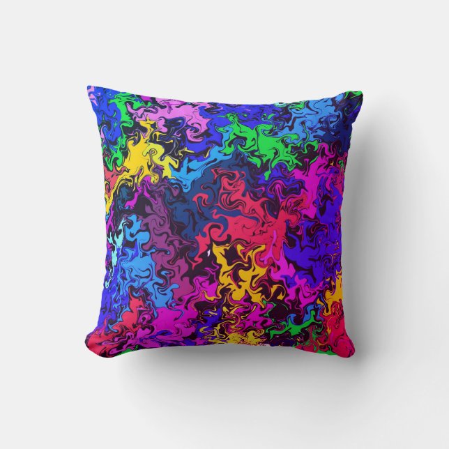 Abstract Colorful Twirly / Miami /  Throw Pillow (Front)