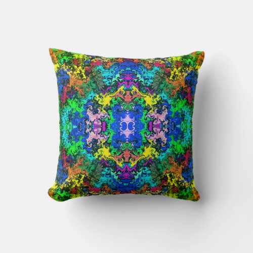 Abstract Colorful Twirly  Mirror  Greenleaf  Throw Pillow