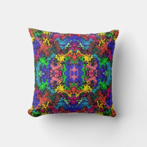 Abstract Colorful Twirly  Mirror  Throw Pillow