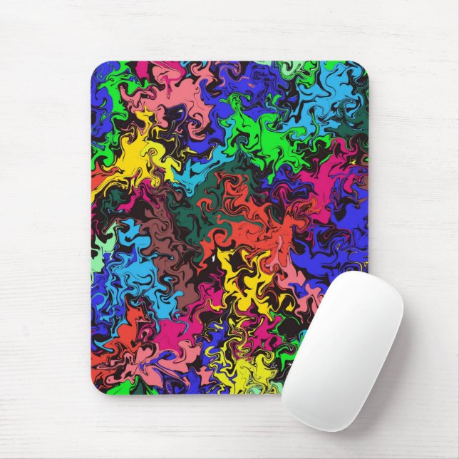 Abstract Colorful Twirly /  Mouse Pad (With Mouse)