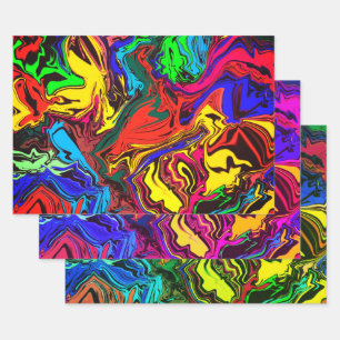Abstract Colorful Twirly / Pushed / 3 Filters Wrapping Paper Sheets